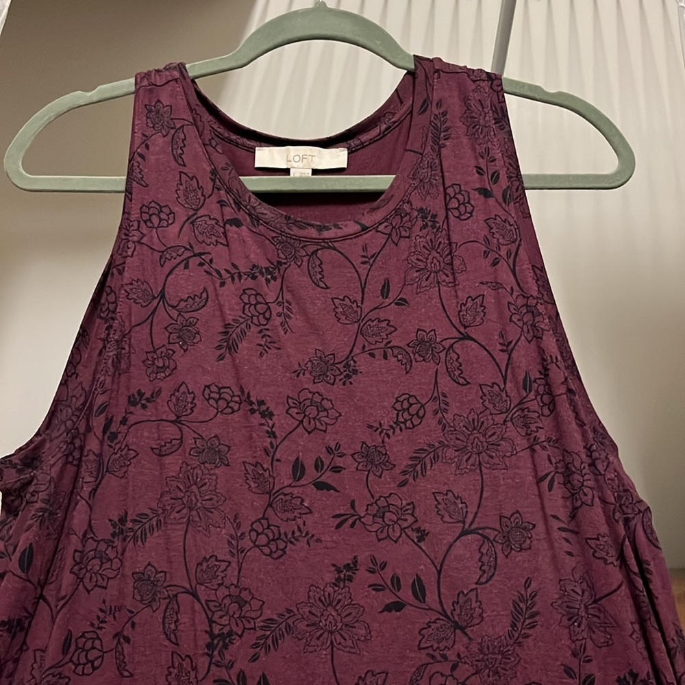 Loft Large Purple and Black Floral Sleeveless Dress - Picture 3 of 5